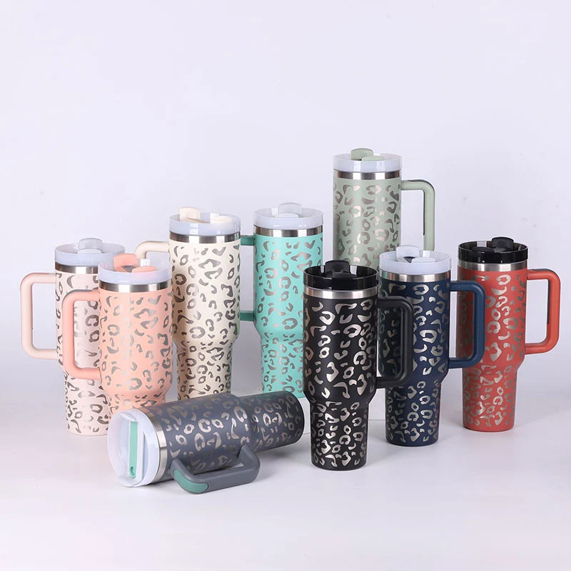 40 Oz Insulated Tumbler With Handle & Straw – Stainless Steel Spill-Proof Travel Mug.