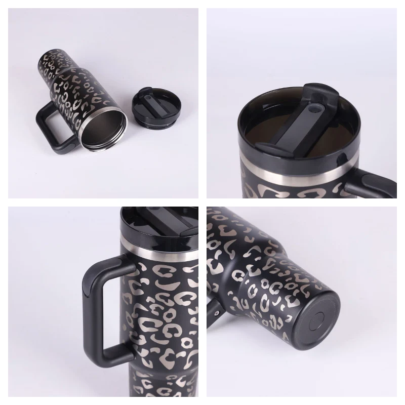 40 Oz Insulated Tumbler With Handle & Straw – Stainless Steel Spill-Proof Travel Mug.