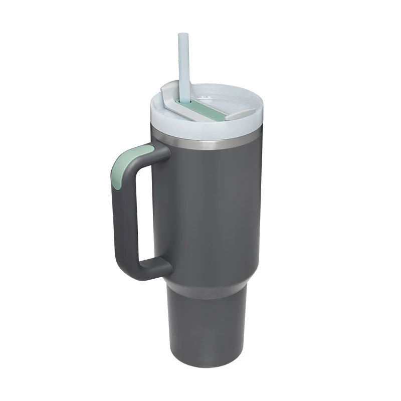 40 Oz Insulated Tumbler With Handle & Straw – Stainless Steel Spill-Proof Travel Mug.