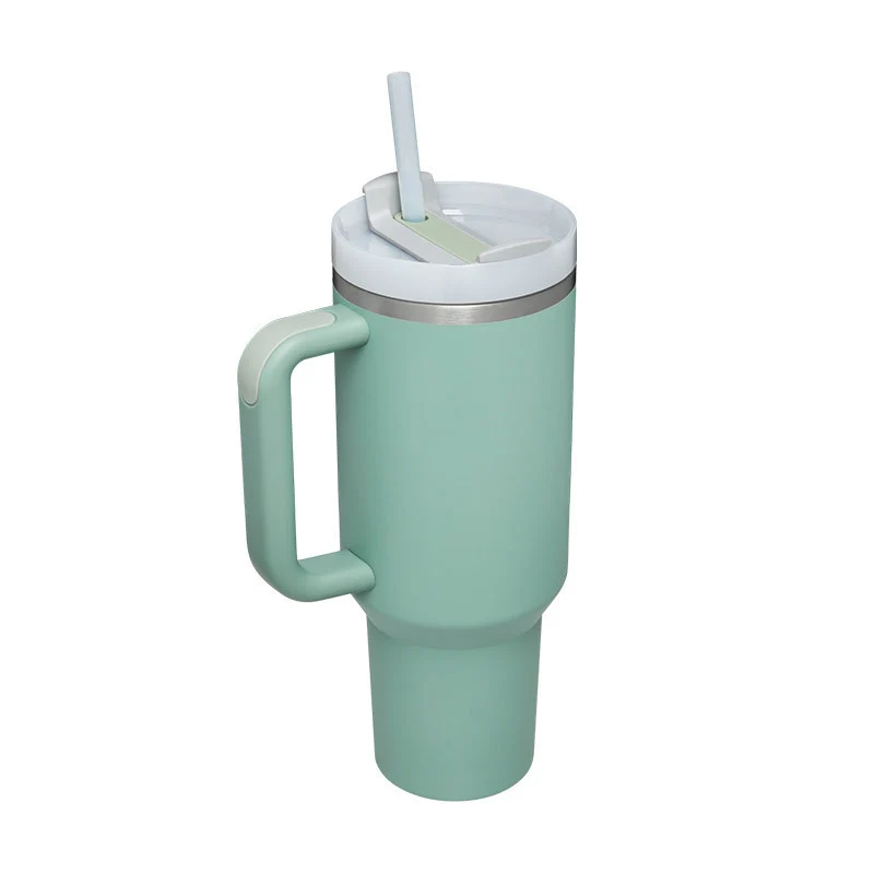 40 Oz Insulated Tumbler With Handle & Straw – Stainless Steel Spill-Proof Travel Mug.
