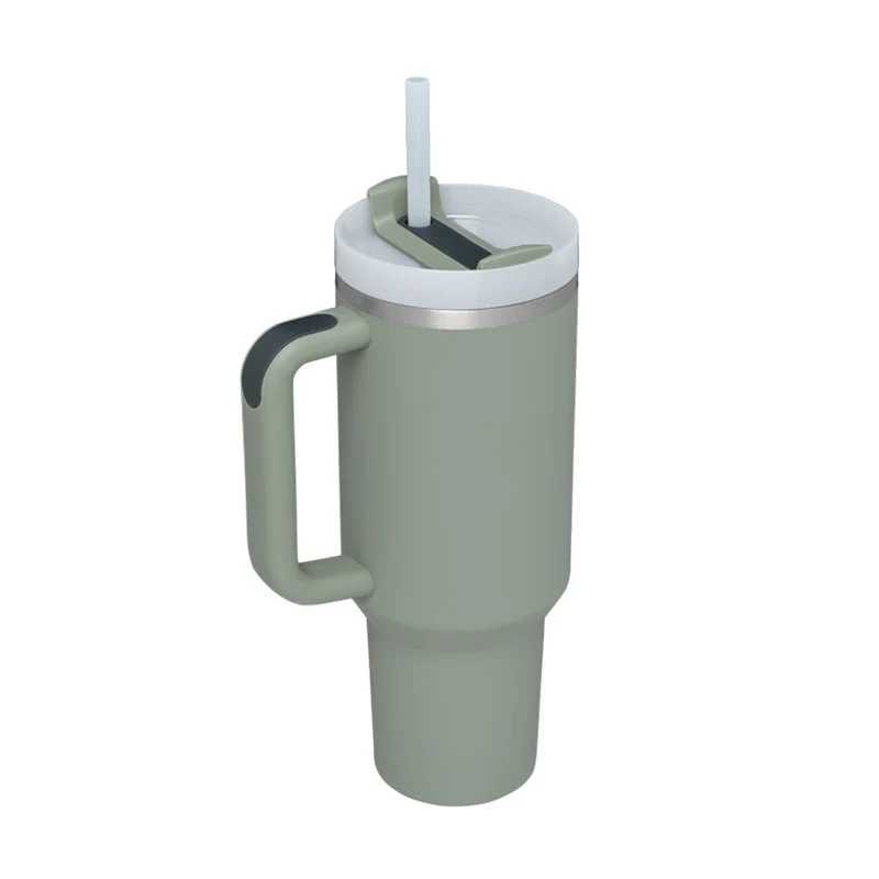 40 Oz Insulated Tumbler With Handle & Straw – Stainless Steel Spill-Proof Travel Mug.