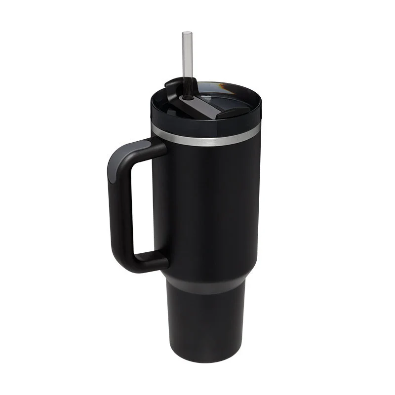 40 Oz Insulated Tumbler With Handle & Straw – Stainless Steel Spill-Proof Travel Mug.