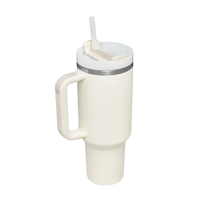 40 Oz Insulated Tumbler With Handle & Straw – Stainless Steel Spill-Proof Travel Mug.