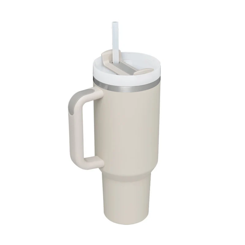 40 Oz Insulated Tumbler With Handle & Straw – Stainless Steel Spill-Proof Travel Mug.