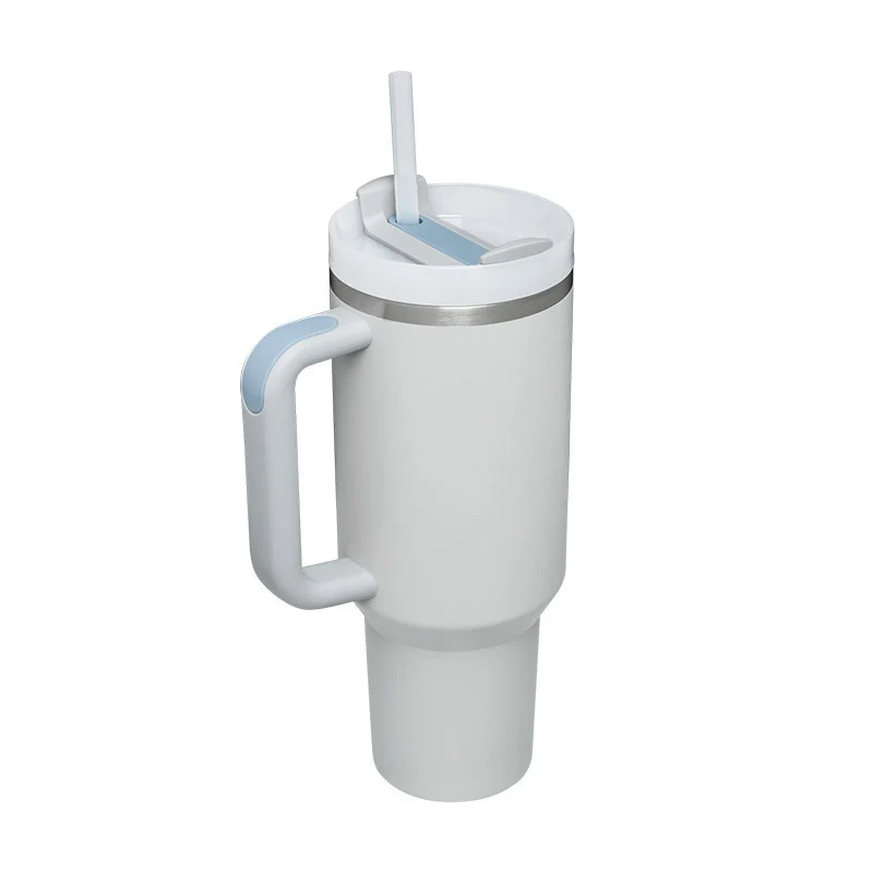 40 Oz Insulated Tumbler With Handle & Straw – Stainless Steel Spill-Proof Travel Mug.