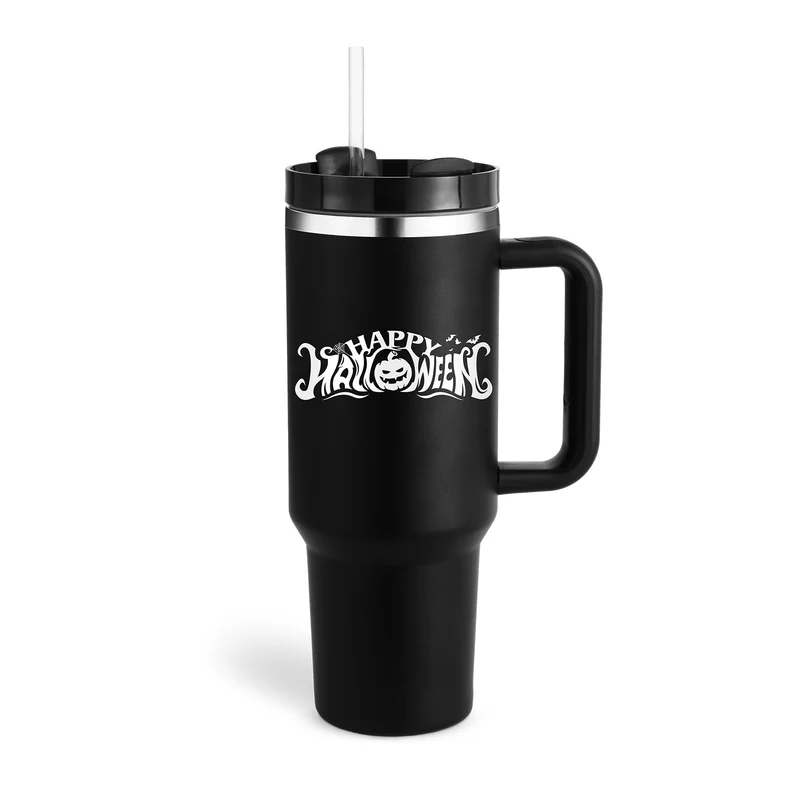 40 Oz Insulated Tumbler With Handle & Straw – Stainless Steel Spill-Proof Travel Mug.