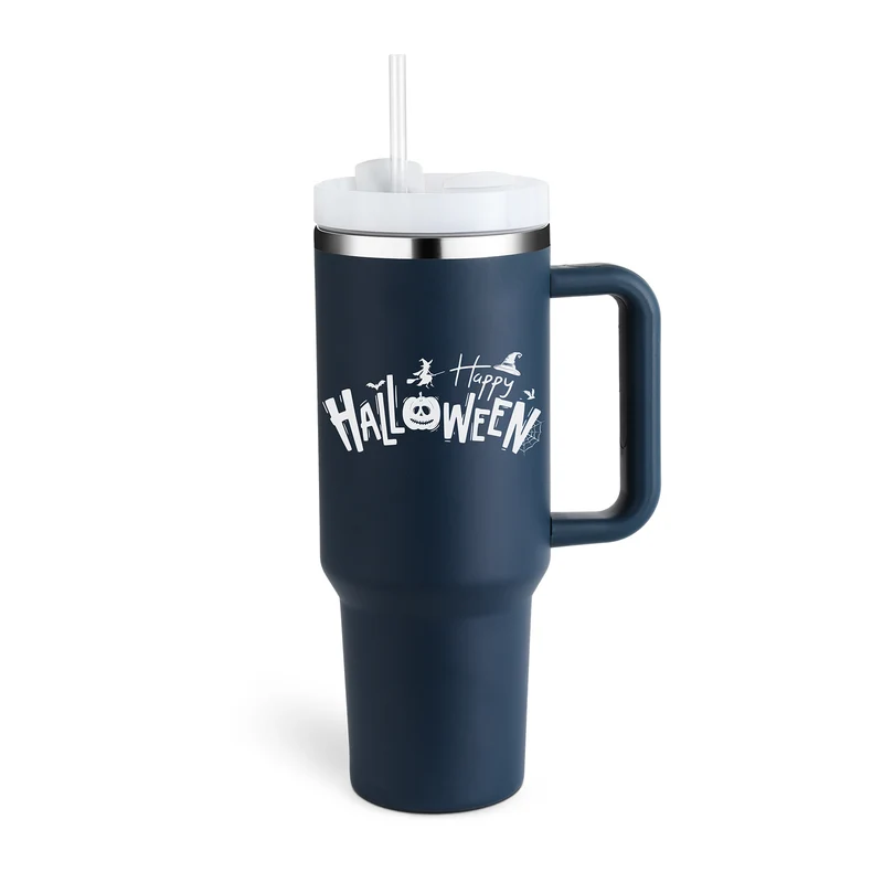 40 Oz Insulated Tumbler With Handle & Straw – Stainless Steel Spill-Proof Travel Mug.