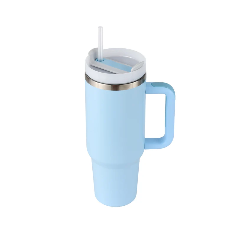 40 Oz Insulated Tumbler With Handle & Straw – Stainless Steel Spill-Proof Travel Mug.
