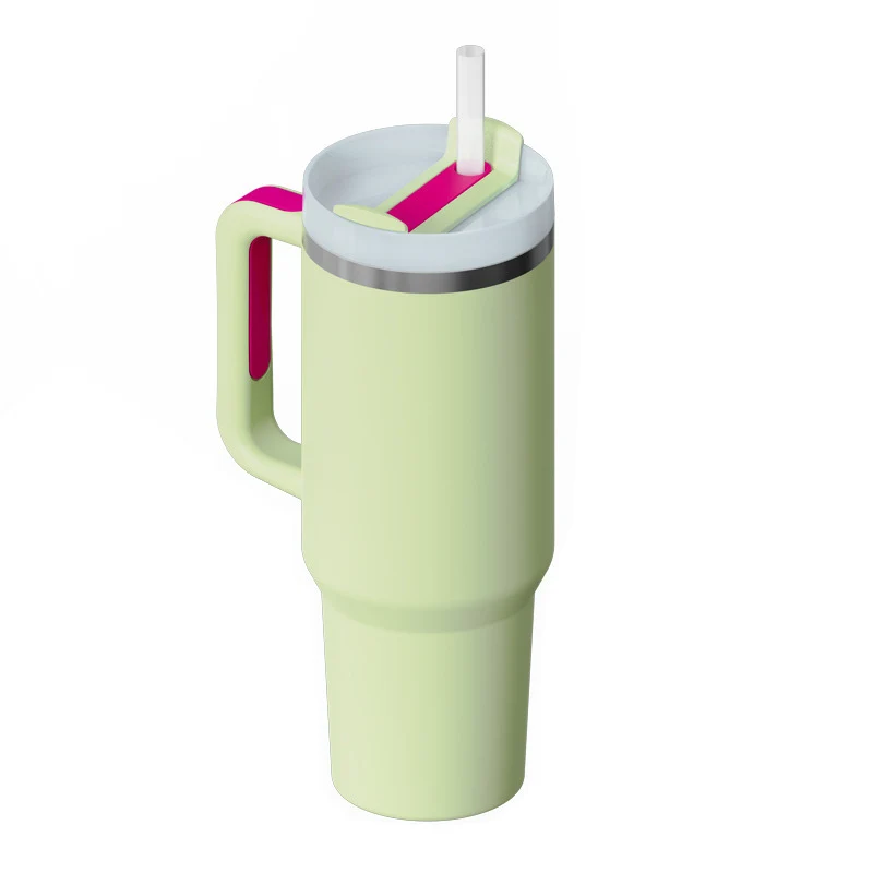 40 Oz Insulated Tumbler With Handle & Straw – Stainless Steel Spill-Proof Travel Mug.