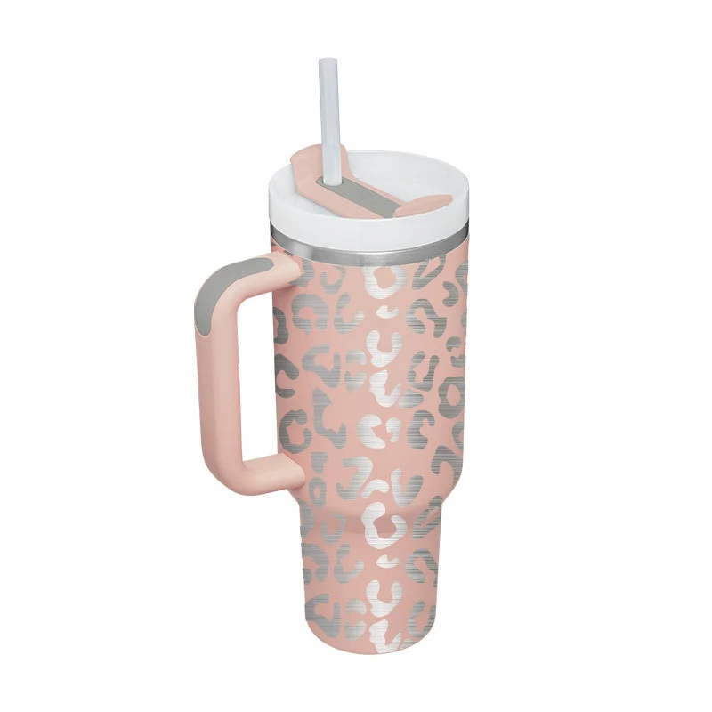 40 Oz Insulated Tumbler With Handle & Straw – Stainless Steel Spill-Proof Travel Mug.