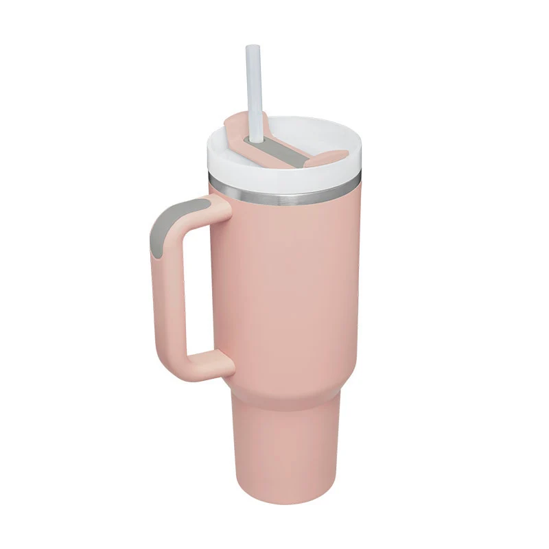 40 Oz Insulated Tumbler With Handle & Straw – Stainless Steel Spill-Proof Travel Mug.
