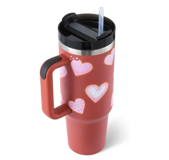 40 Oz Insulated Tumbler With Handle & Straw – Stainless Steel Spill-Proof Travel Mug.