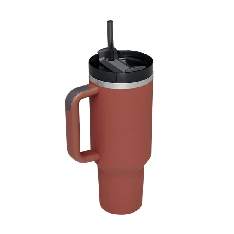 40 Oz Insulated Tumbler With Handle & Straw – Stainless Steel Spill-Proof Travel Mug.