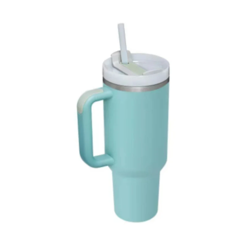 40 Oz Insulated Tumbler With Handle & Straw – Stainless Steel Spill-Proof Travel Mug.