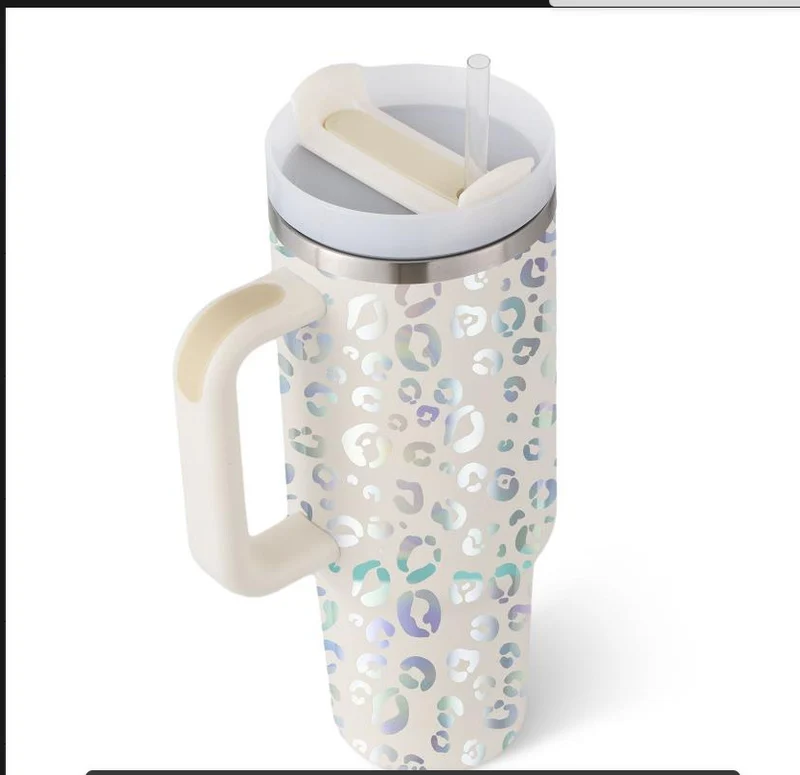 40 Oz Insulated Tumbler With Handle & Straw – Stainless Steel Spill-Proof Travel Mug.