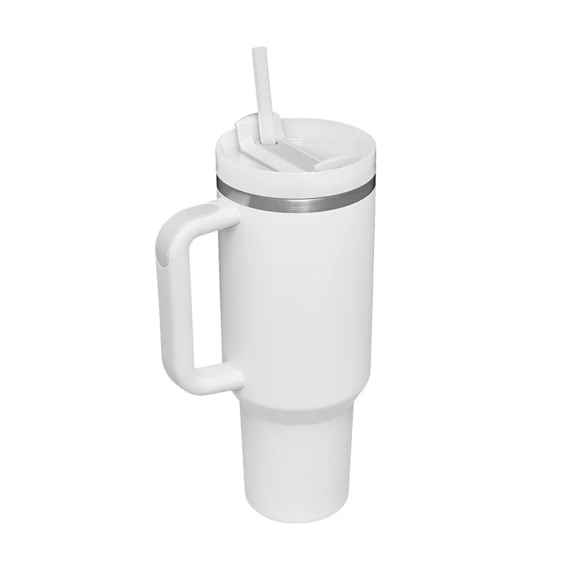 40 Oz Insulated Tumbler With Handle & Straw – Stainless Steel Spill-Proof Travel Mug.