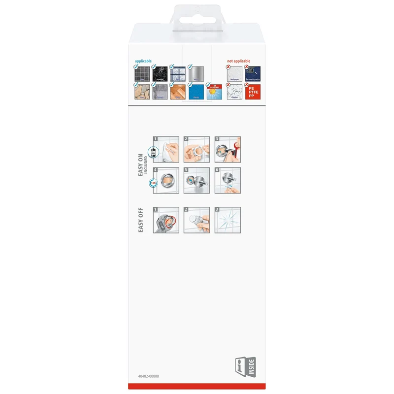 tesa DELUXXE Toilettenbürsten-Set, Metall, verchromt, inkl. Klebelösung | 1 Stück