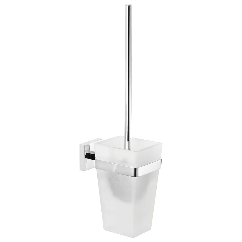 tesa DELUXXE Toilettenbürsten-Set, Metall, verchromt, inkl. Klebelösung | 1 Stück