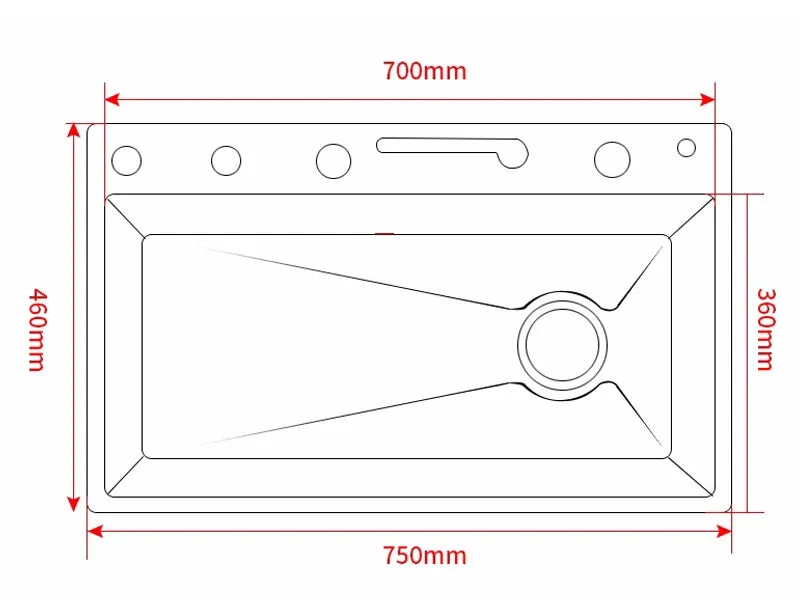 Stainless Steel Kitchen Sink with Faucet Digital Display Large Single Bowl Waterfall Rain 5 Functions System Dish Basin Sink