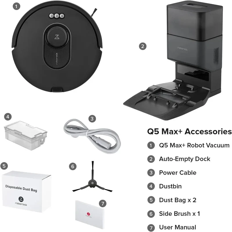 Roborock Q5 Max+ Robot Vacuum with Self-Empty Dock – Hands-Free Home Cleaning