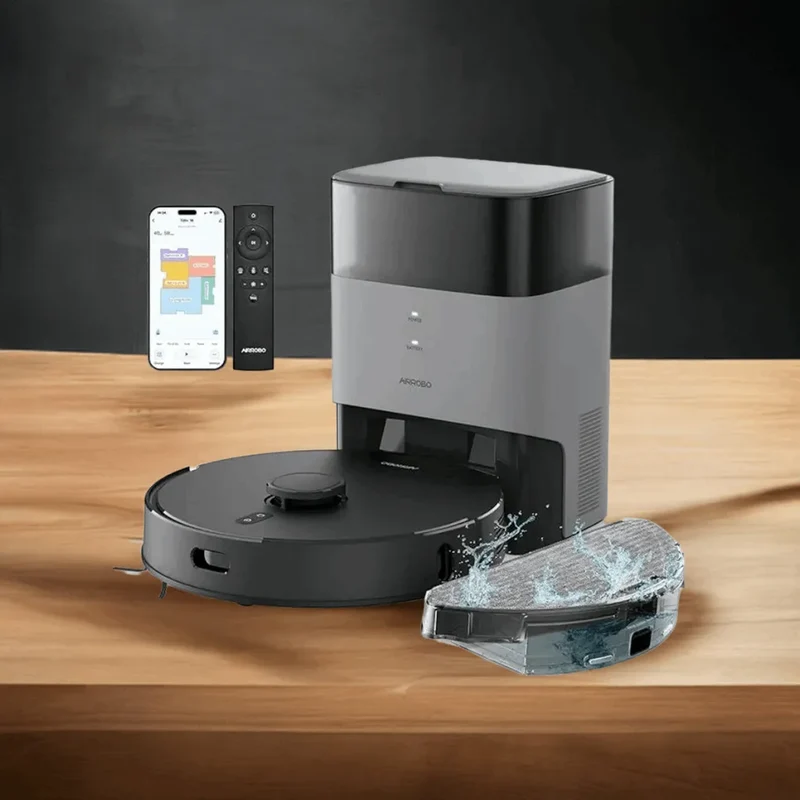 AIRROBO Robot Vacuum and Mop Combo, Self-Emptying, 60-Day Capacity, Home Mapping, Schedule, Wi-Fi/App/Alexa/Remote