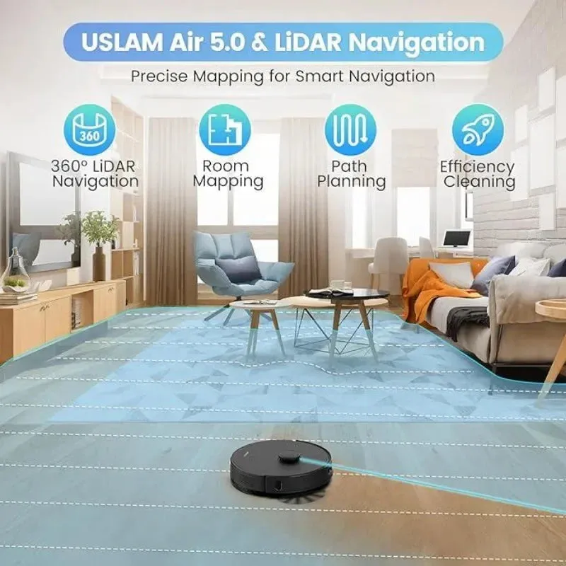 AIRROBO Robot Vacuum and Mop Combo, Self-Emptying, 60-Day Capacity, Home Mapping, Schedule, Wi-Fi/App/Alexa/Remote