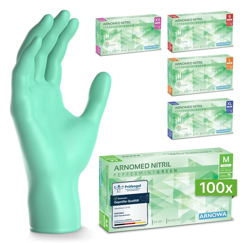 ARNOMED Nitril Peppermint Green Einmalhandschuhe, puderfrei, grün