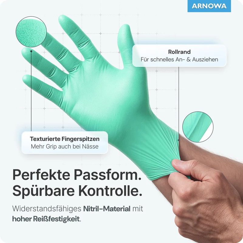 ARNOMED Nitril Peppermint Green Einmalhandschuhe, puderfrei, grün