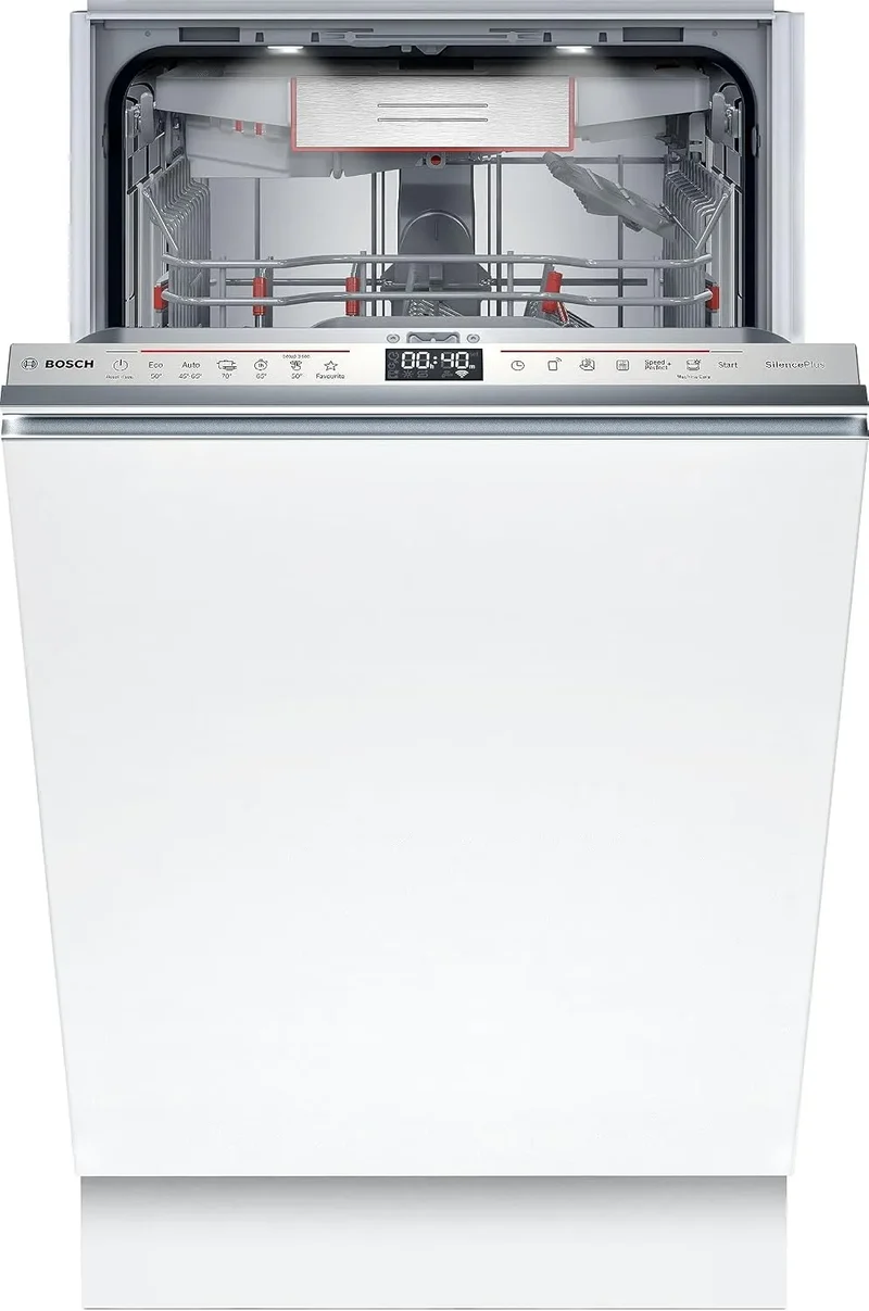 Bosch Geschirrspüler SPV6EMX05E, Duo Power für Reinigung, AquaStop, EcoSilence Drive, Serie 6 Vollintegrierter 45 cm, Time Light