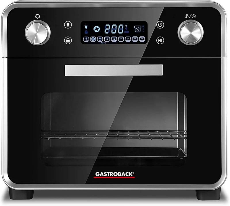 Heißluftfritteuse 42815, Mini-Backofen, 1680 Watt, 5 IN 1: Pizzaofen, 22 Liter Kapazität, 3 Einschubebenen, GASTROBACK Design Ofen Air Fry & Pizza
