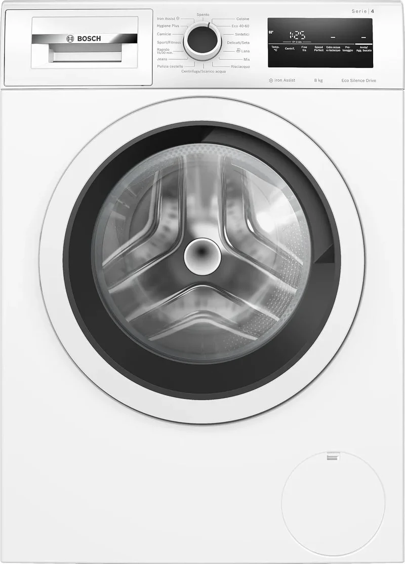 Bosch Waschmaschine WAN28208II 1400, Gewicht 8 kg, Invertermotor mit 10 Jahren, Umdrehungen, Weiß, Serie 4 mit Frontbeladung, Breite 60 cm