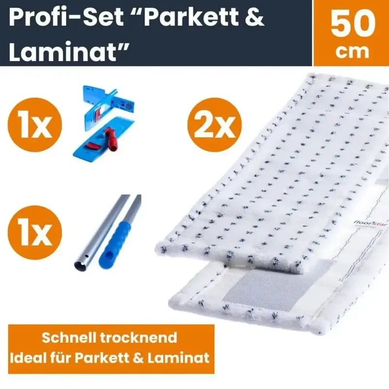 Bodenwischer Profi-Set mit Wischmops "Parkett & Laminat 50 cm"