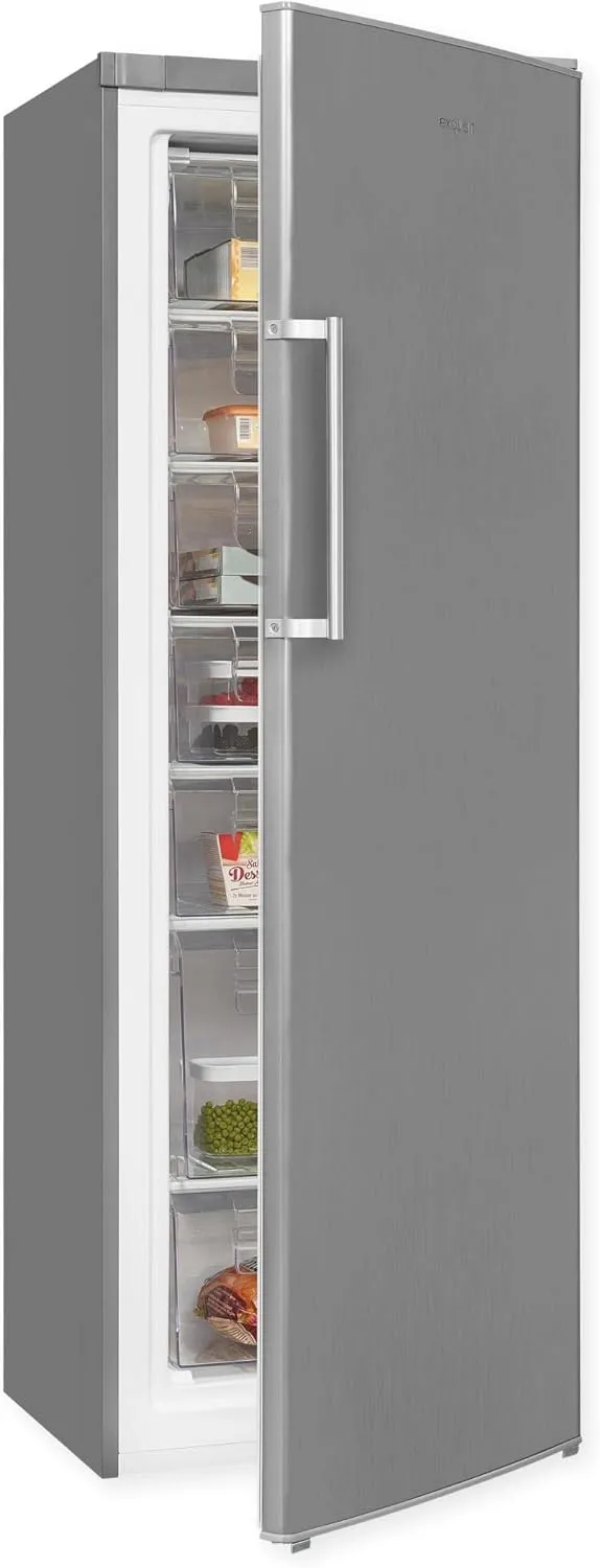 Exquisit Gefrierschrank GS280-H-040E, Standgerät, Fassungsvermögen 242 l Volumen, inoxlook, Gefrieren, Türanschlag wechselbar