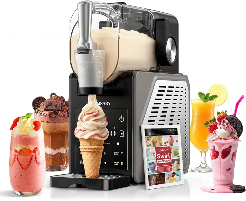 Slush-Maschine, Fassungsvermögen 2,5 L Eismaschine & Slushie Maschine für Zuhause, 6 voreingestellten Programmen für Eiscreme, mit LED-Display, Black