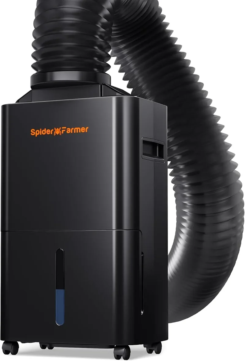 Luftentfeuchter 24H SPIDER FARMER, Grow Box 12L Elektrisch mit Abflussrohr und Entlüftungsrohr, Timer Funktion, Automatische Abtauung