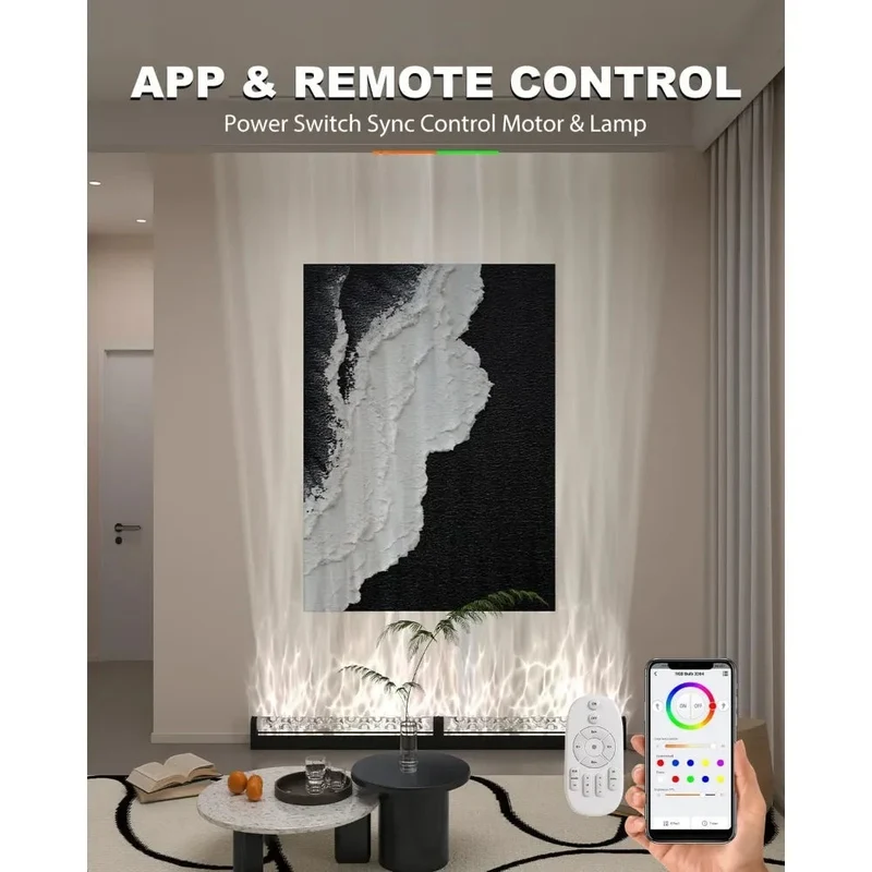 RGBW Dynamic Wave Wall Light,Flowing Water,Aurora Visual-Color Changing Wall Washer Lamp with Remote & APP-Ambient Light 1 Pack