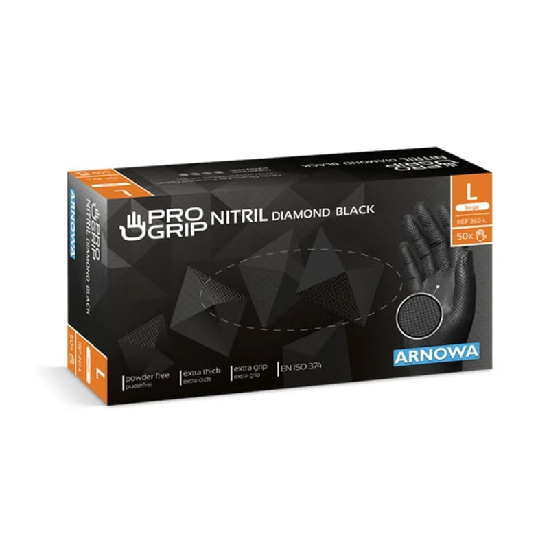 PROGRIP Nitril Diamond Black Einmalhandschuhe, puderfrei, schwarz