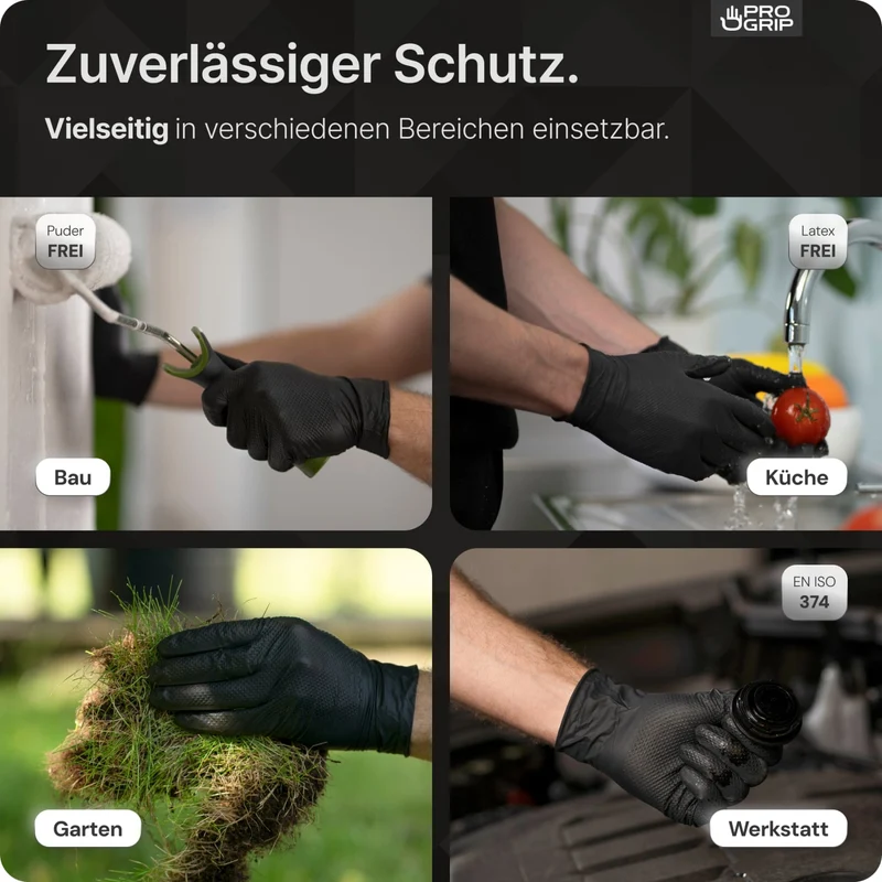 PROGRIP Nitril Diamond Black Einmalhandschuhe, puderfrei, schwarz