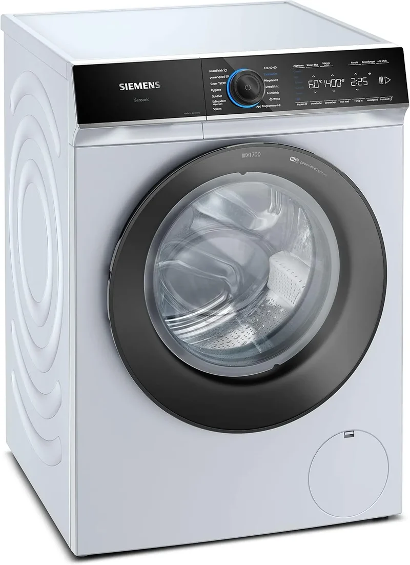 Siemens Waschmaschine WG54B2030 iQ700 1400, Frontbeladung mit 10kg Fassungsvermögen, Breite 60cm, UpM, speedPack XL, Antiflecken-System, Home Connect