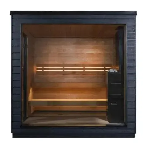 Red Cedar 6-Person Smart Outdoor Sauna | Home Fusion™ Traditional Dry Steam Spa.