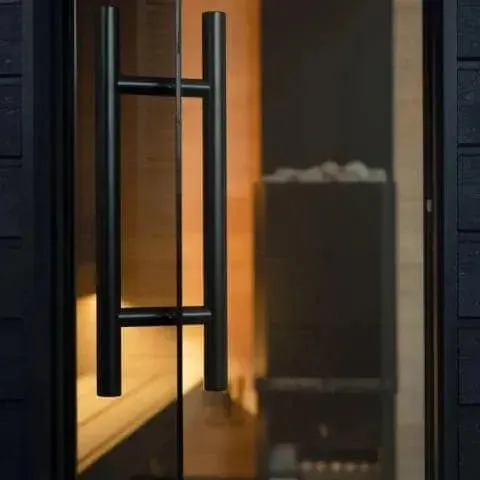 Red Cedar 6-Person Smart Outdoor Sauna | Home Fusion™ Traditional Dry Steam Spa.