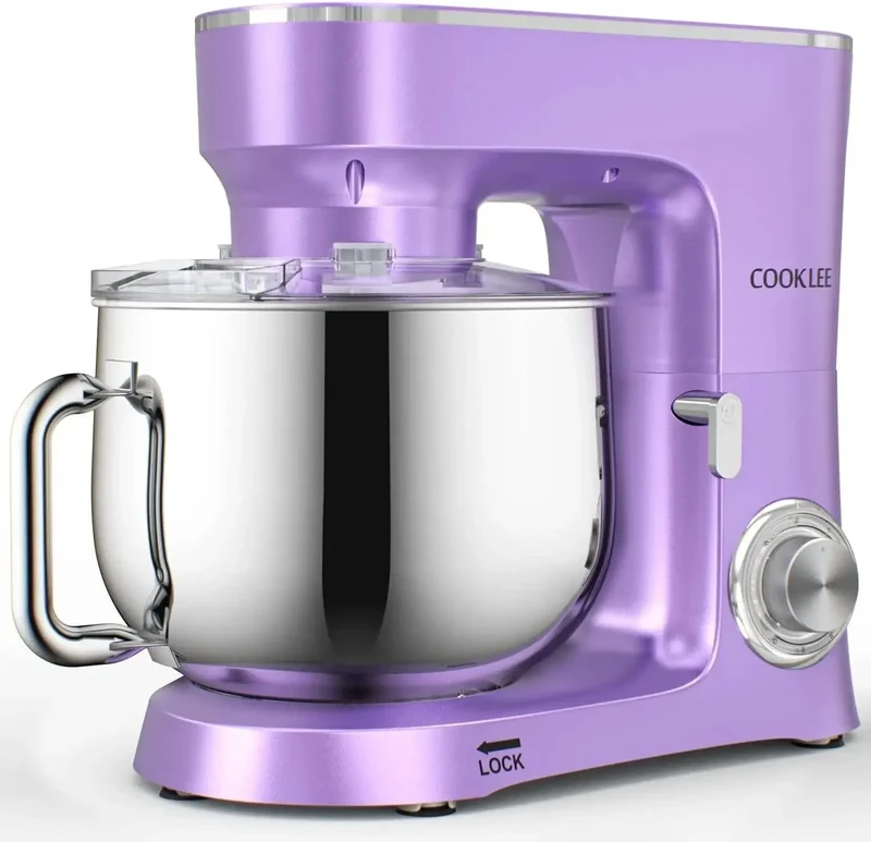COOKLEE Stand Mixer, 9.5 Qt. 660W 10-Speed Electric Kitchen Mixer with Dishwasher-Safe Dough Hooks, Flat Beaters