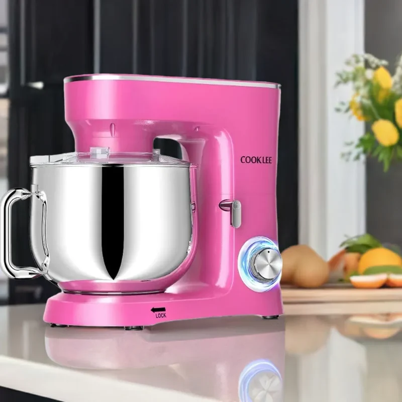 COOKLEE Stand Mixer, 9.5 Qt. 660W 10-Speed Electric Kitchen Mixer with Dishwasher-Safe Dough Hooks, Flat Beaters