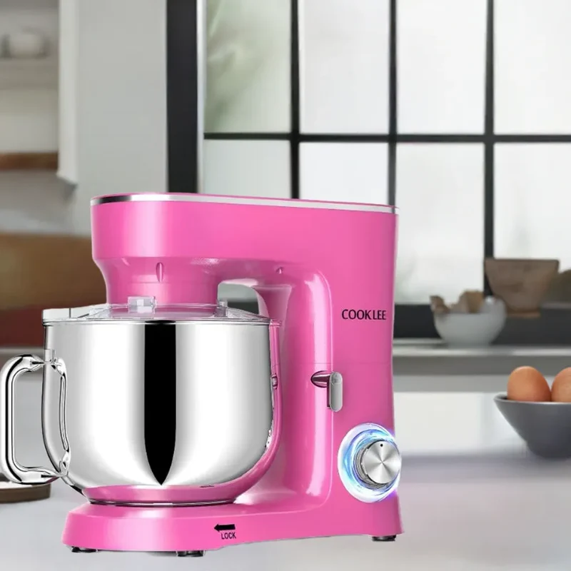 COOKLEE Stand Mixer, 9.5 Qt. 660W 10-Speed Electric Kitchen Mixer with Dishwasher-Safe Dough Hooks, Flat Beaters