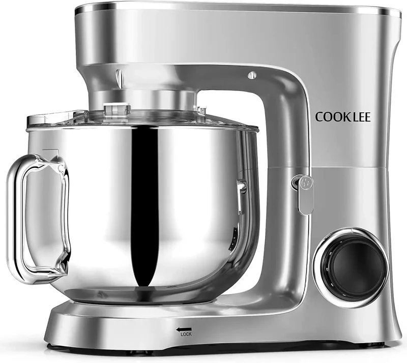COOKLEE Stand Mixer, 9.5 Qt. 660W 10-Speed Electric Kitchen Mixer with Dishwasher-Safe Dough Hooks, Flat Beaters