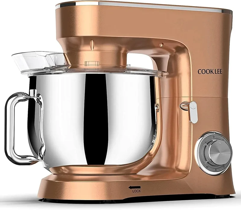 COOKLEE Stand Mixer, 9.5 Qt. 660W 10-Speed Electric Kitchen Mixer with Dishwasher-Safe Dough Hooks, Flat Beaters