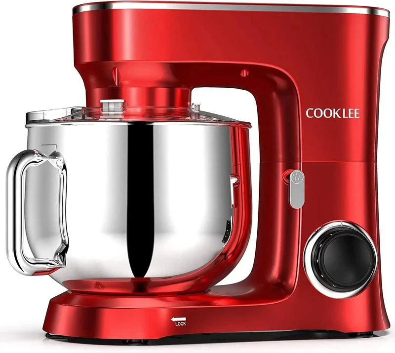COOKLEE Stand Mixer, 9.5 Qt. 660W 10-Speed Electric Kitchen Mixer with Dishwasher-Safe Dough Hooks, Flat Beaters