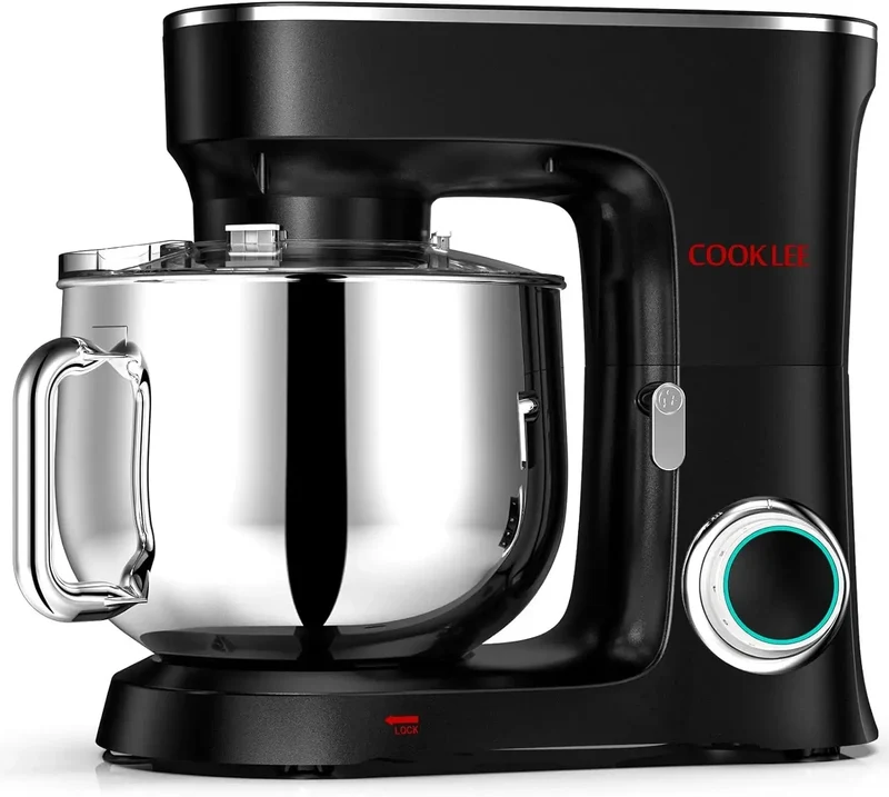 COOKLEE Stand Mixer, 9.5 Qt. 660W 10-Speed Electric Kitchen Mixer with Dishwasher-Safe Dough Hooks, Flat Beaters