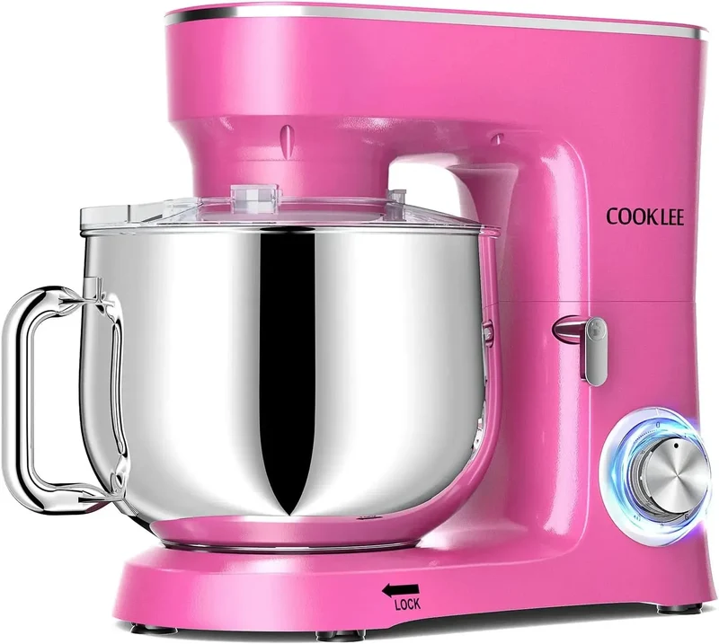 COOKLEE Stand Mixer, 9.5 Qt. 660W 10-Speed Electric Kitchen Mixer with Dishwasher-Safe Dough Hooks, Flat Beaters