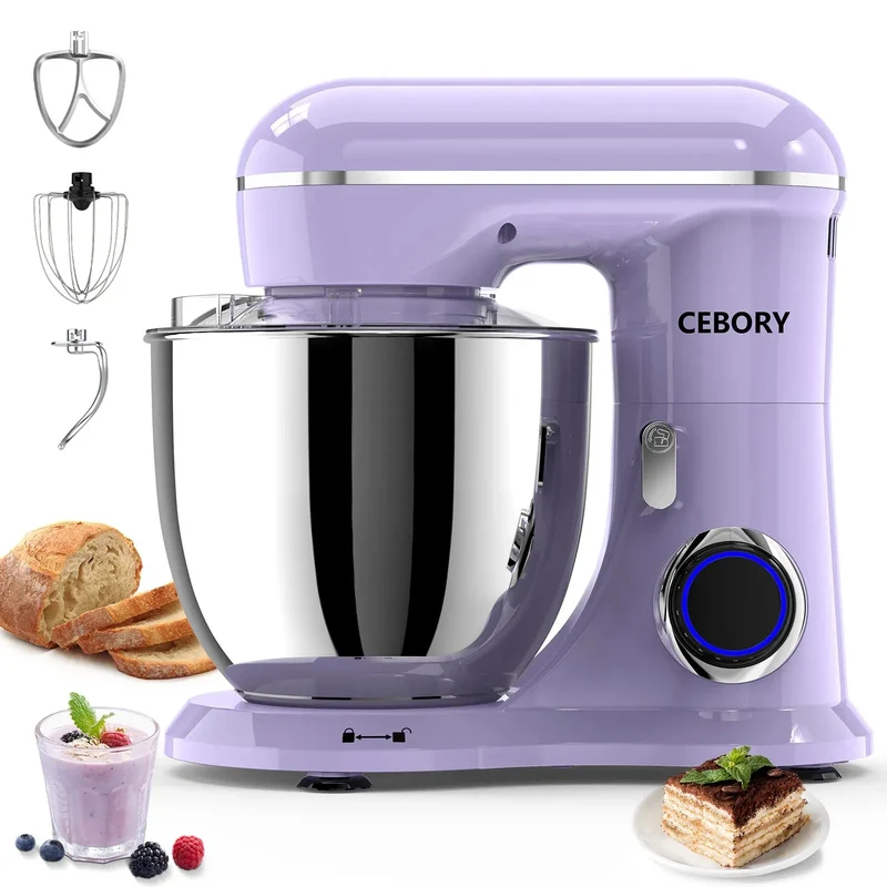 3-IN-1 Electric Stand Mixer Set 660W 10-Speed with Pulse Button 6.5QT Bowl Dough